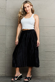 Pleated Flowy Midi Skirt