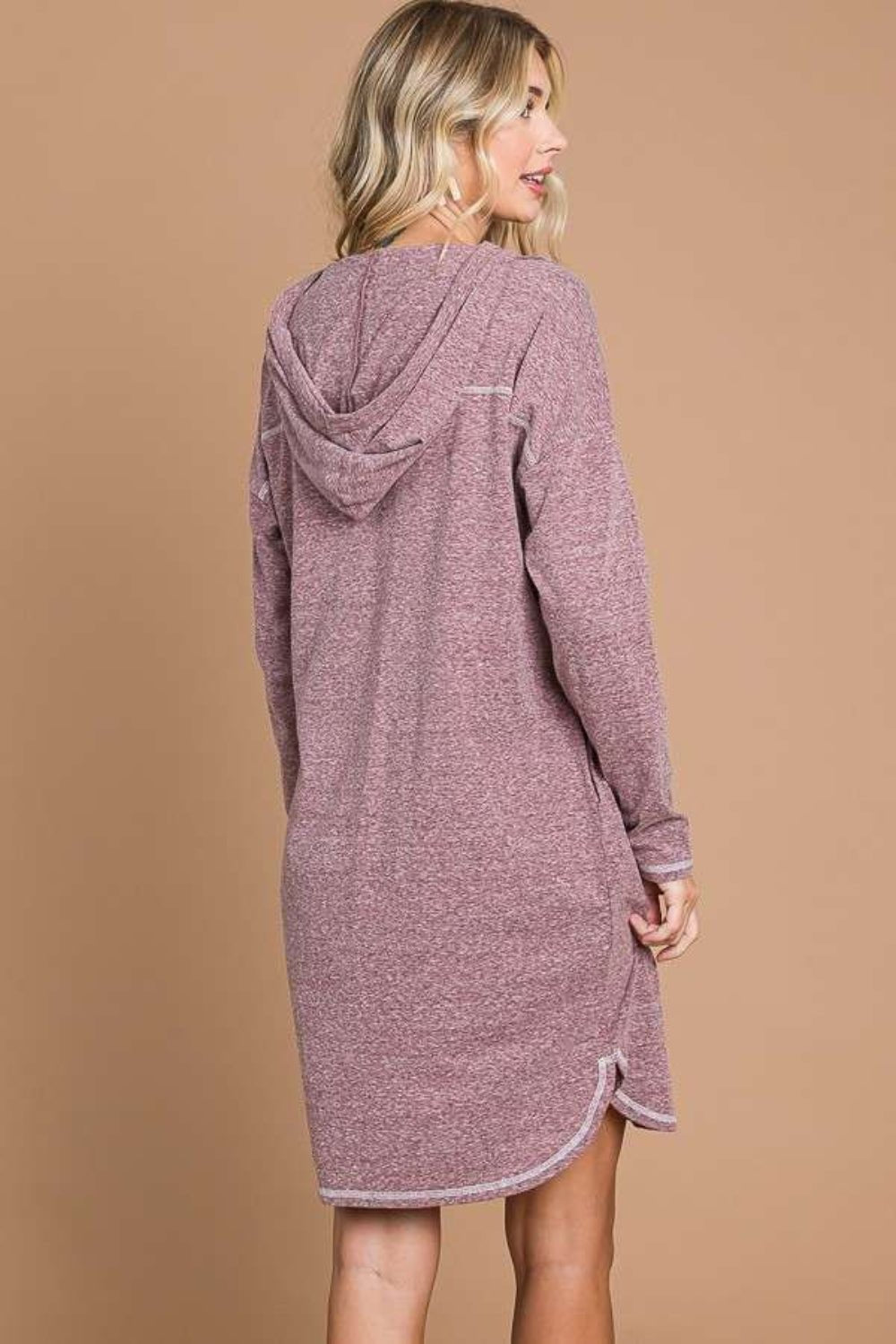 Hooded Long Sleeve Sweater Dress - Muses Of Bohemia