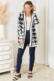 Houndstooth Open Front Longline Cardigan Cardigan Muses Of Bohemia   