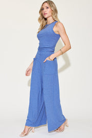 Ribbed Tank and Wide Leg Pants Set Two-Piece Sets Muses Of Bohemia   