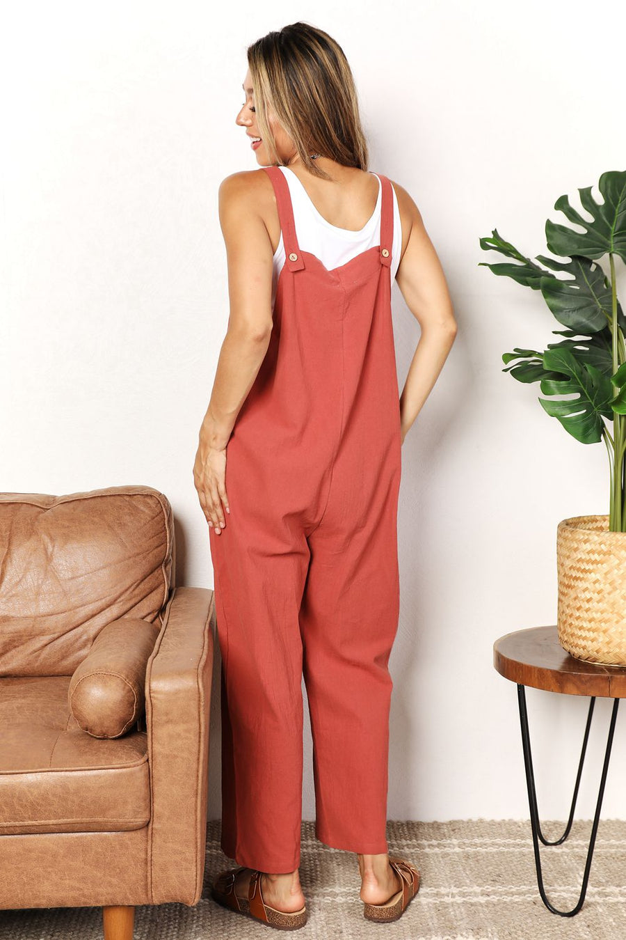 Wide Leg Overalls with Front Pockets Romper Muses Of Bohemia   