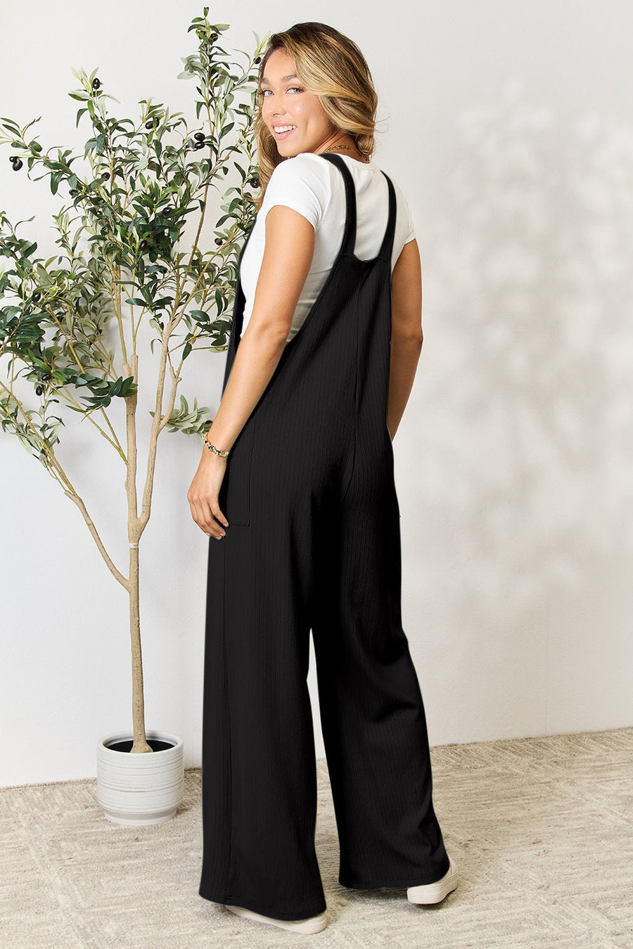 Wide Strap Overall with Pockets - Muses Of Bohemia